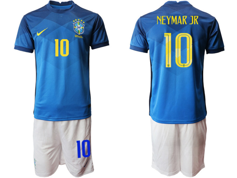BIRDBOX 2021 Brazil Away #10 Neymar Kids Soccer Jersey & Shorts Set Youth Sizes 