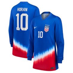 Kids Lindsey Horan Royal USWNT 2024 Away Stadium Replica Long Sleeve Jersey