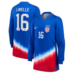 Kids Rose Lavelle Royal USWNT 2024 Away Stadium Replica Long Sleeve Jersey
