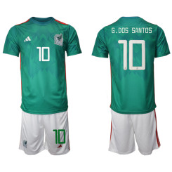 10 G.DOS SANTOS Mexico Green 2022 Qatar World Cup Home Replica Soccer Jersey (With Shorts)