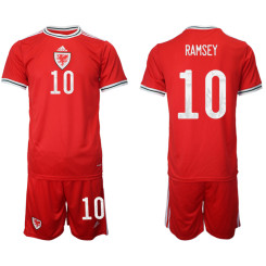 10 RAMSEY Wales Red 2022 Qatar World Cup Home Replica Soccer Jersey (With Shorts)