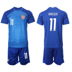11 KRIEGER USA Blue 2022 Qatar World Cup Away Replica Soccer Jersey (With Shorts)