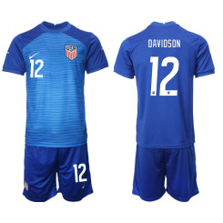 12 DAVIDSON USA Blue 2022 Qatar World Cup Away Replica Soccer Jersey (With Shorts)