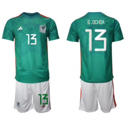 13 G.OCHOA Mexico Green 2022 Qatar World Cup Home Replica Soccer Jersey (With Shorts)