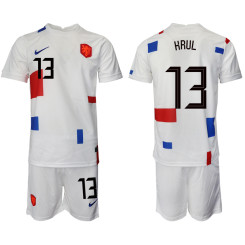 #13 KRUL Netherlands White 2022 Qatar World Cup Away Replic Jersey (With Shorts)