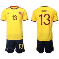 #13 MINA Colombia Yellow 2022 Qatar World Cup Home Replica Jersey (With Shorts)