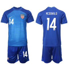 14 MCDONALD USA Blue 2022 Qatar World Cup Away Replica Soccer Jersey (With Shorts)