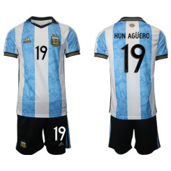 #19 KUN AGUERO Argentina White And Blue 2022 Qatar World Cup Home Replica Jersey (With Shorts)