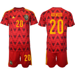 20 ASENSIO Spain Red 2022 Qatar World Cup Home Replica Soccer Jersey (With Shorts)