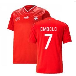 Embolo 7 Switzerland Red 2022 Qatar World Cup Home Authentic Soccer Jersey 