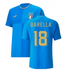 BARELLA 18 Italy Blue 2022 Qatar World Cup Home Authentic Soccer Jersey 