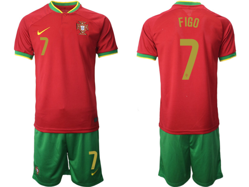7 FIGO Portugal Red 2022 Qatar World Cup Home Soccer Jersey (With Shorts)