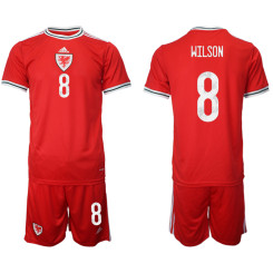 8 WILSON Wales Red 2022 Qatar World Cup Home Replica Soccer Jersey (With Shorts)