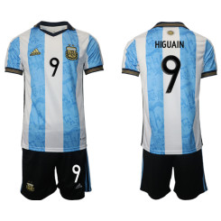 #9 HIGUAIN Argentina White And Blue 2022 Qatar World Cup Home Replica Jersey (With Shorts)