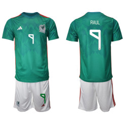 9 RAUL Mexico Green 2022 Qatar World Cup Home Replica Soccer Jersey (With Shorts)