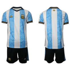 Argentina White And Blue 2022 Qatar World Cup Home Replica Jersey (With Shorts)