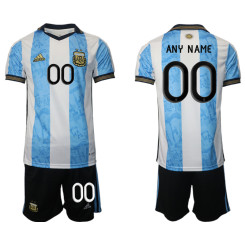 CUSTOM Argentina White And Blue 2022 Qatar World Cup Home Replica Jersey (With Shorts)