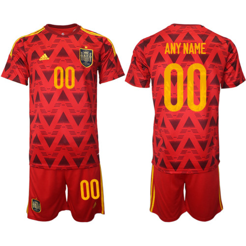 CUSTOM Spain Red 2022 Qatar World Cup Home Replica Soccer Jersey (With Shorts)