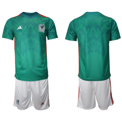 Mexico Green 2022 Qatar World Cup Home Replica Soccer Jersey (With Shorts)