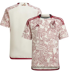 CUSTOM Mexico National Soccer 2022 World Cup White And Pink Away Replica Jersey