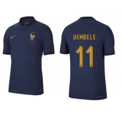 France National Soccer 11 DEMBELE 2022 World Cup Navy Home Authentic Jersey