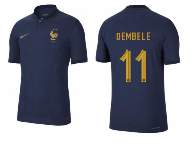 National Soccer 11 DEMBELE 2022 World Cup Navy Home Replica