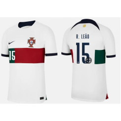Portugal National Soccer 15 R.LEAO 2022 World Cup White Away Replica Jersey