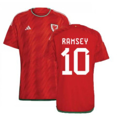 Wales National Soccer 10 Ramsey 2022 World Cup Red Home Authentic Jersey